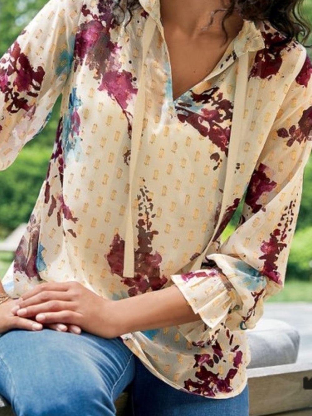 Soft Surroundings Floral Primrose Blouse & Tank Set SIZE LARGE NWT